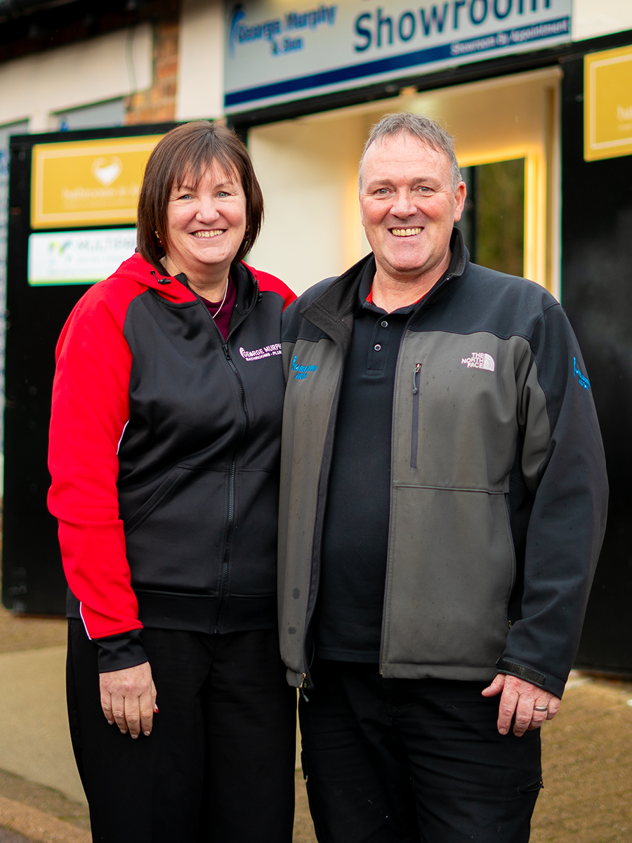 George and Anne Murphy outside the George Murphy & Son showroom