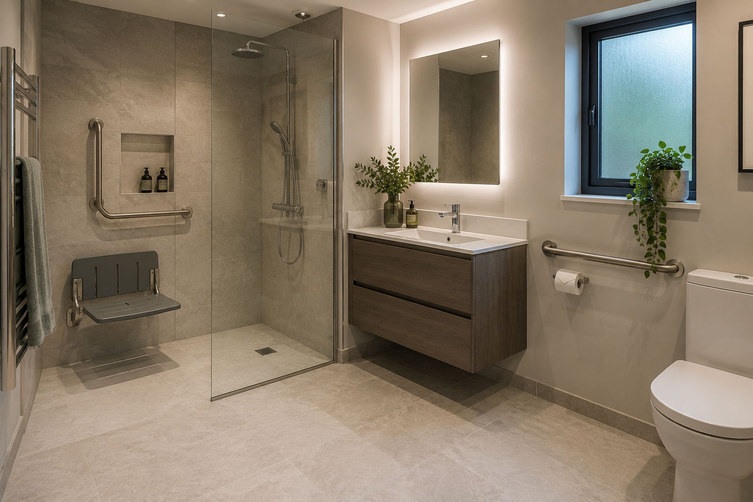 Accessible bathroom planned around how the room is used