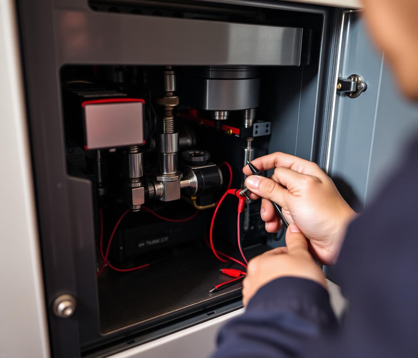 Engineer servicing a boiler