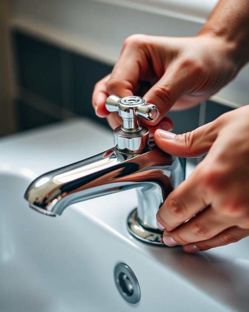 Bathroom tap installation detail